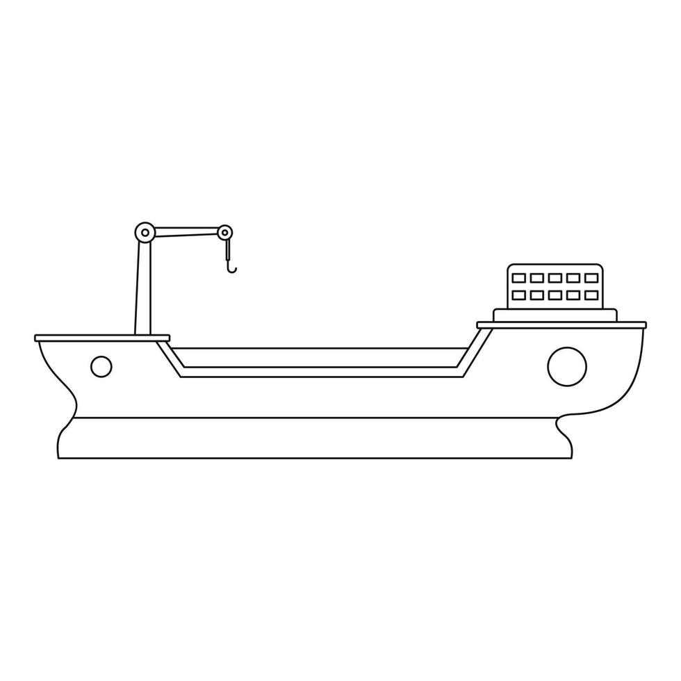 barco con icono de grúa, estilo de esquema. vector