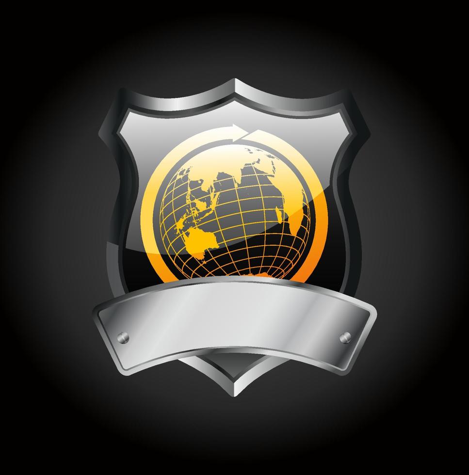 metal badge -globe sign- vector