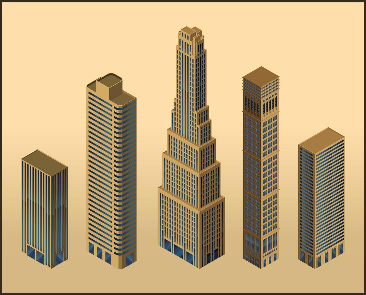 Isometric buildings - vector