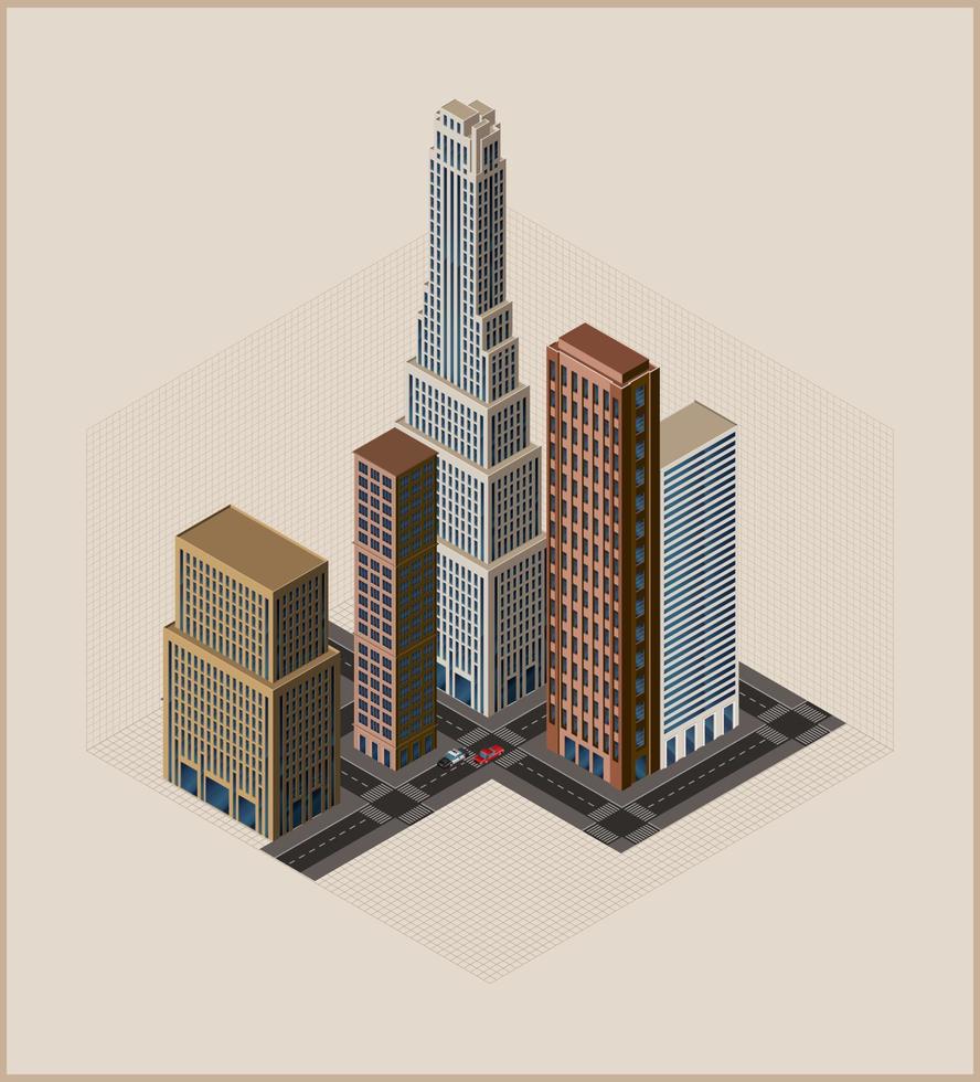 Isometric buildings - vector