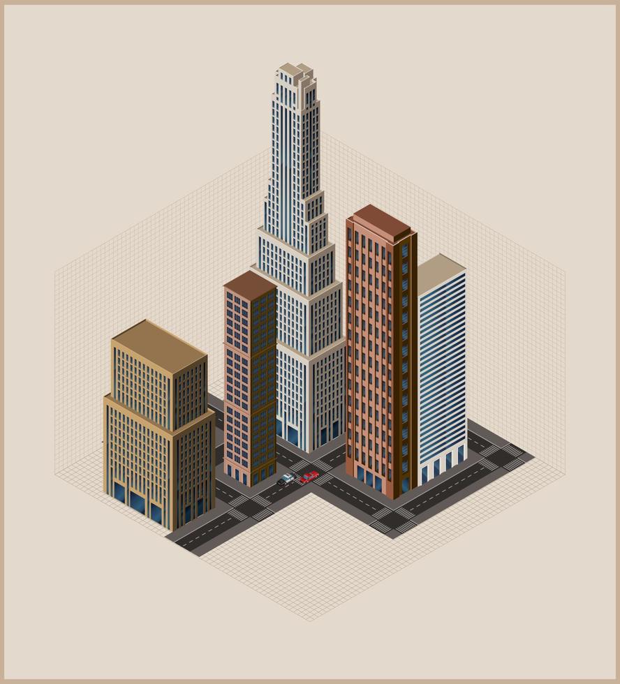 edificios isométricos - vector