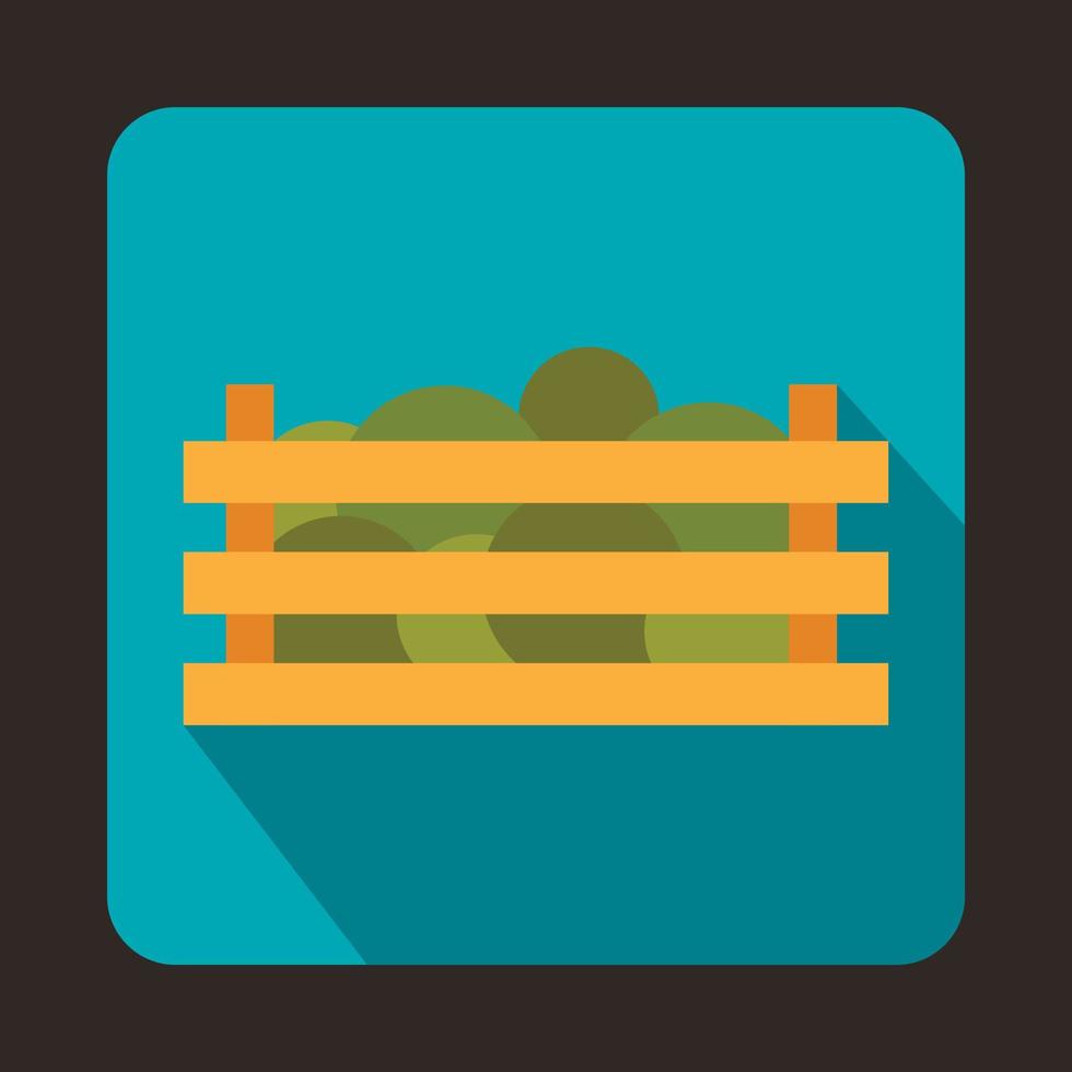 sandías en icono de caja de madera, estilo plano vector