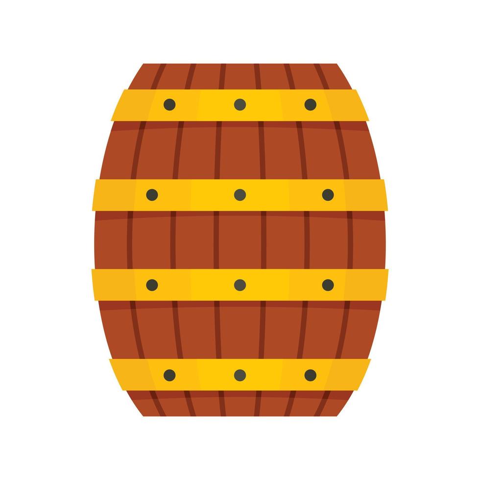 icono de barril de madera, estilo plano vector