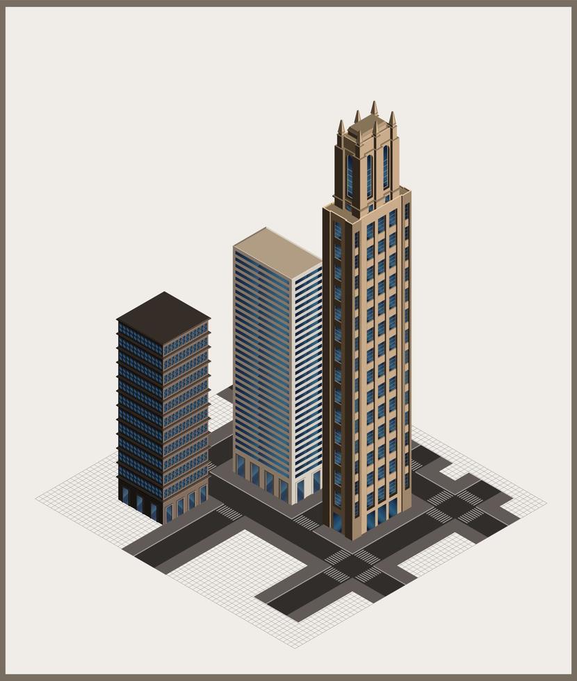 Isometric buildings - vector