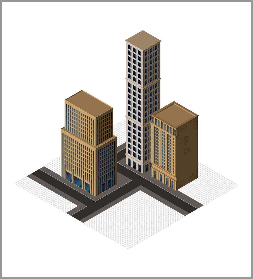 edificios isométricos - vector