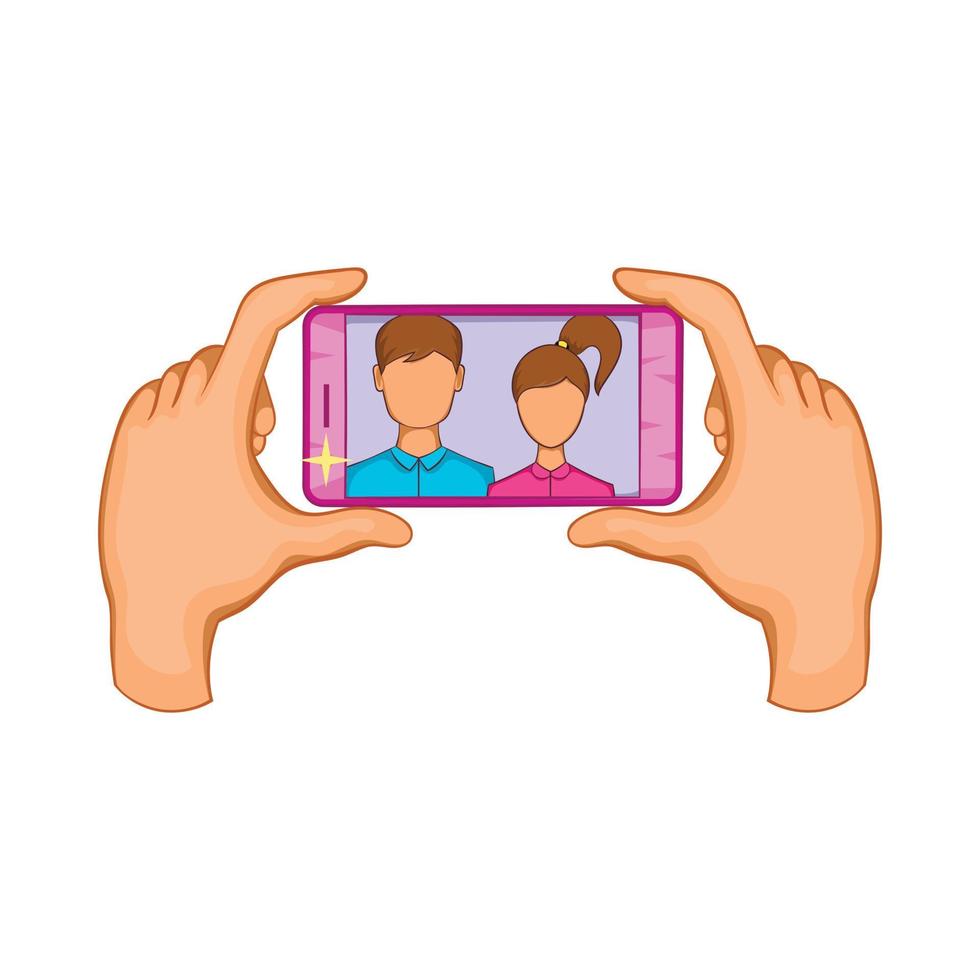 Hands photographed on a cell phone icon vector