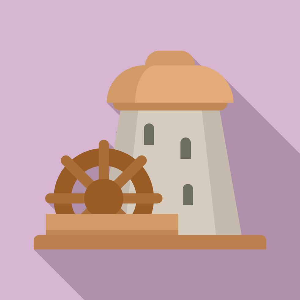 Water mill tower icon, flat style vector