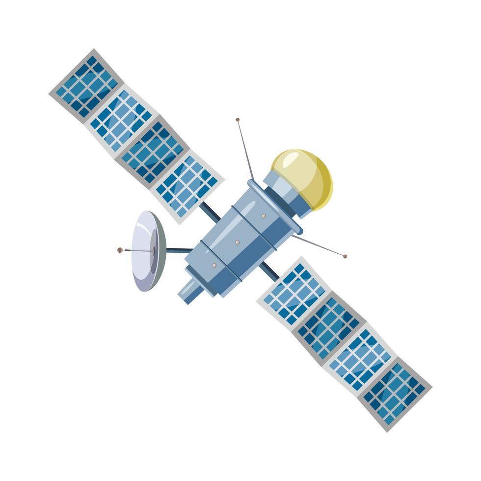 Earth satellite sputnik icon, cartoon style vector