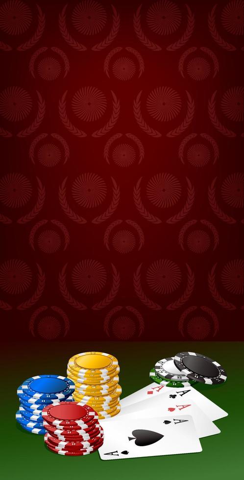 Gambling chip and cards vector