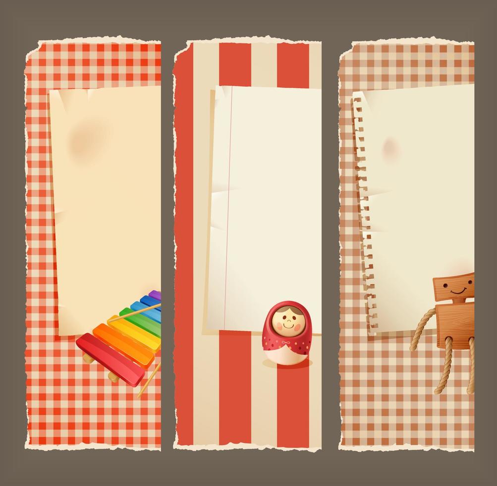 Paper banners with toys vector