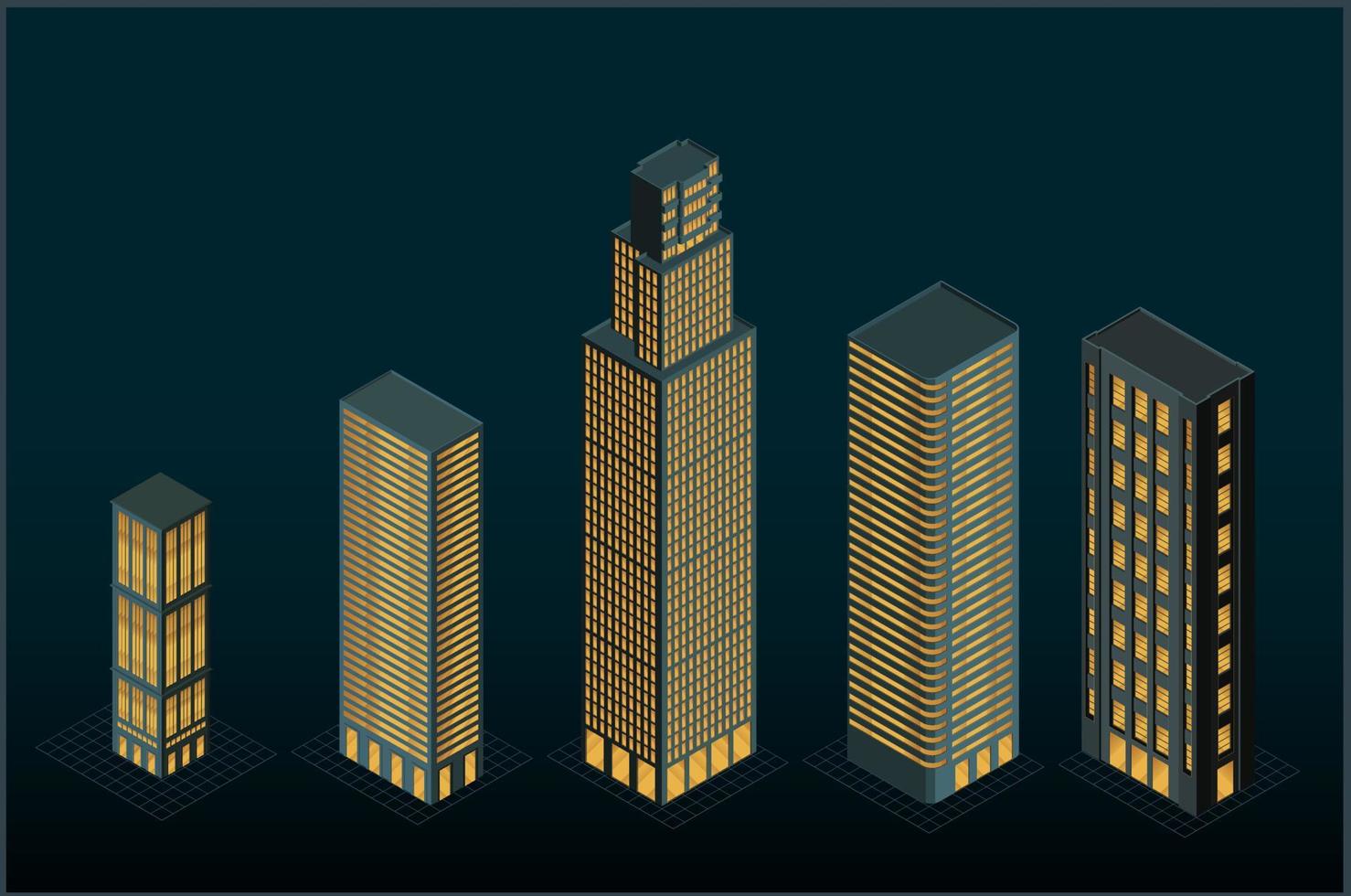Isometric buildings - vector