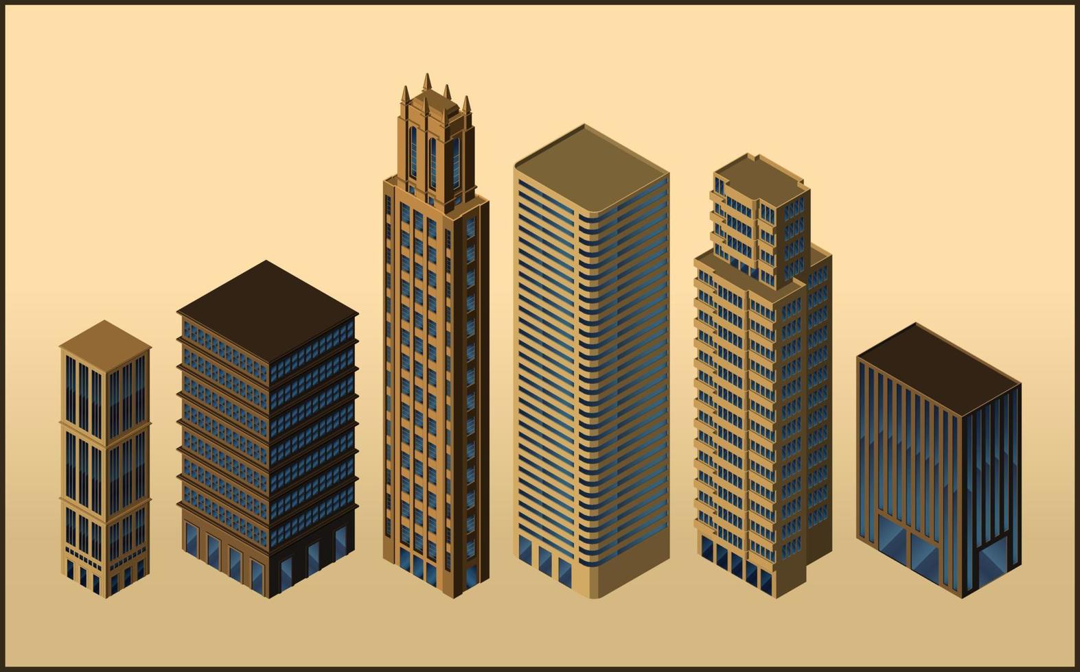 edificios isométricos - vector