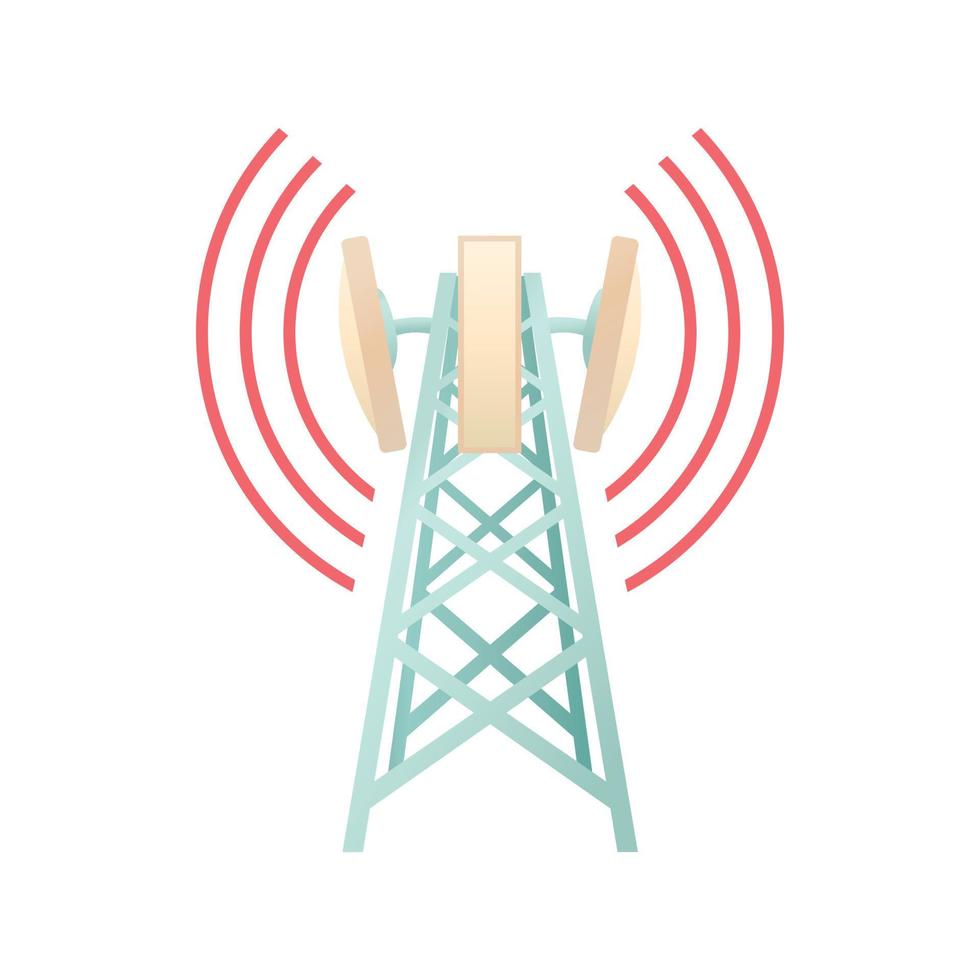 Tower with telecommunications equipment icon vector