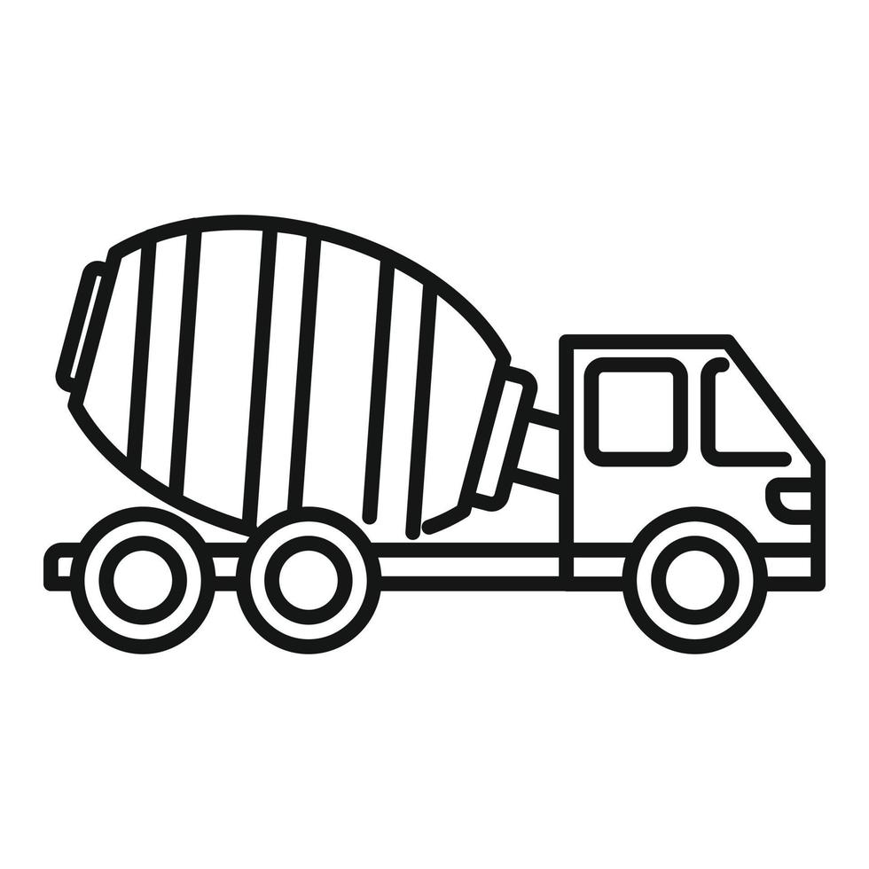 Cement mixer truck icon, outline style vector