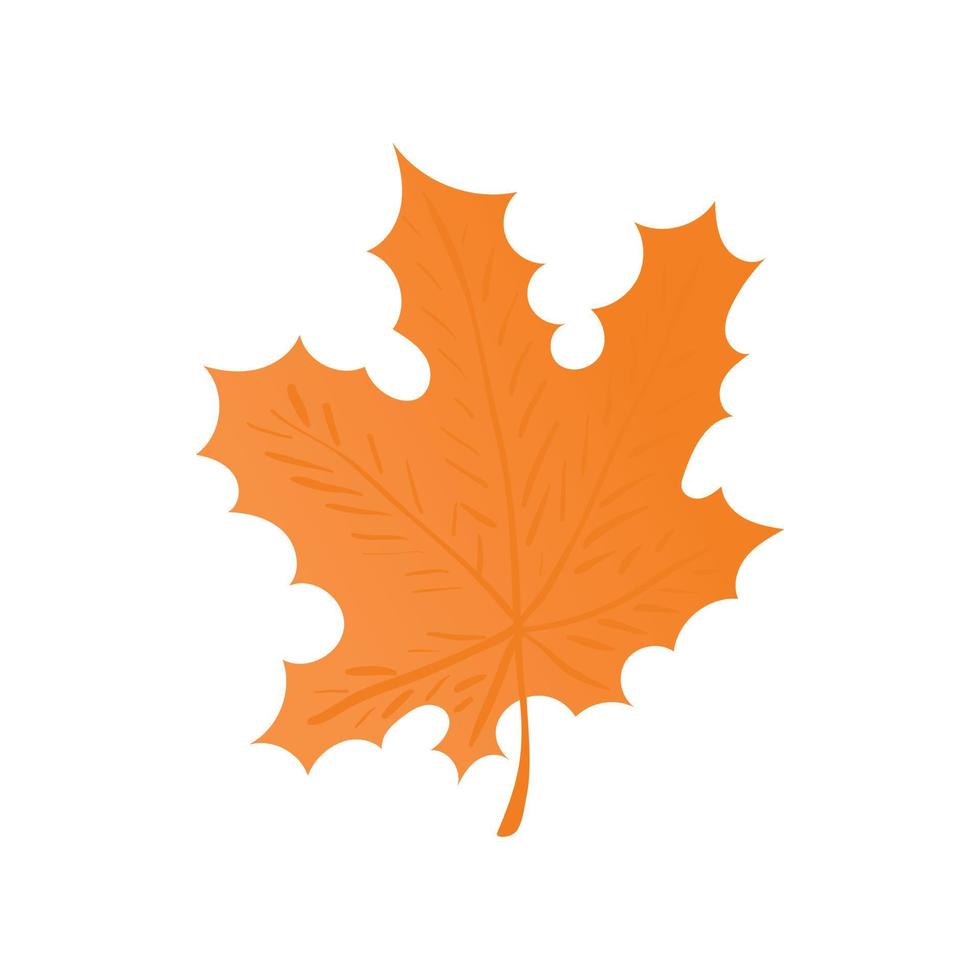 Orange maple leaf icon, cartoon style vector