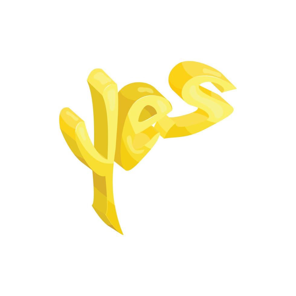 Yes word icon in cartoon style vector