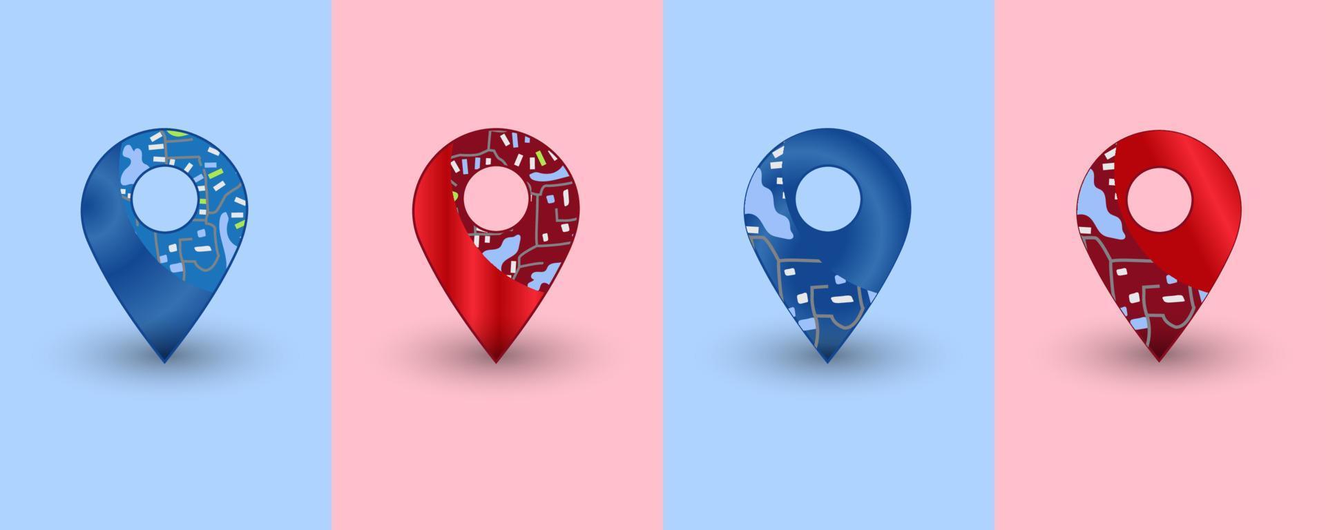 Map Pointer Location pin icon flat vector illustration design Bundle