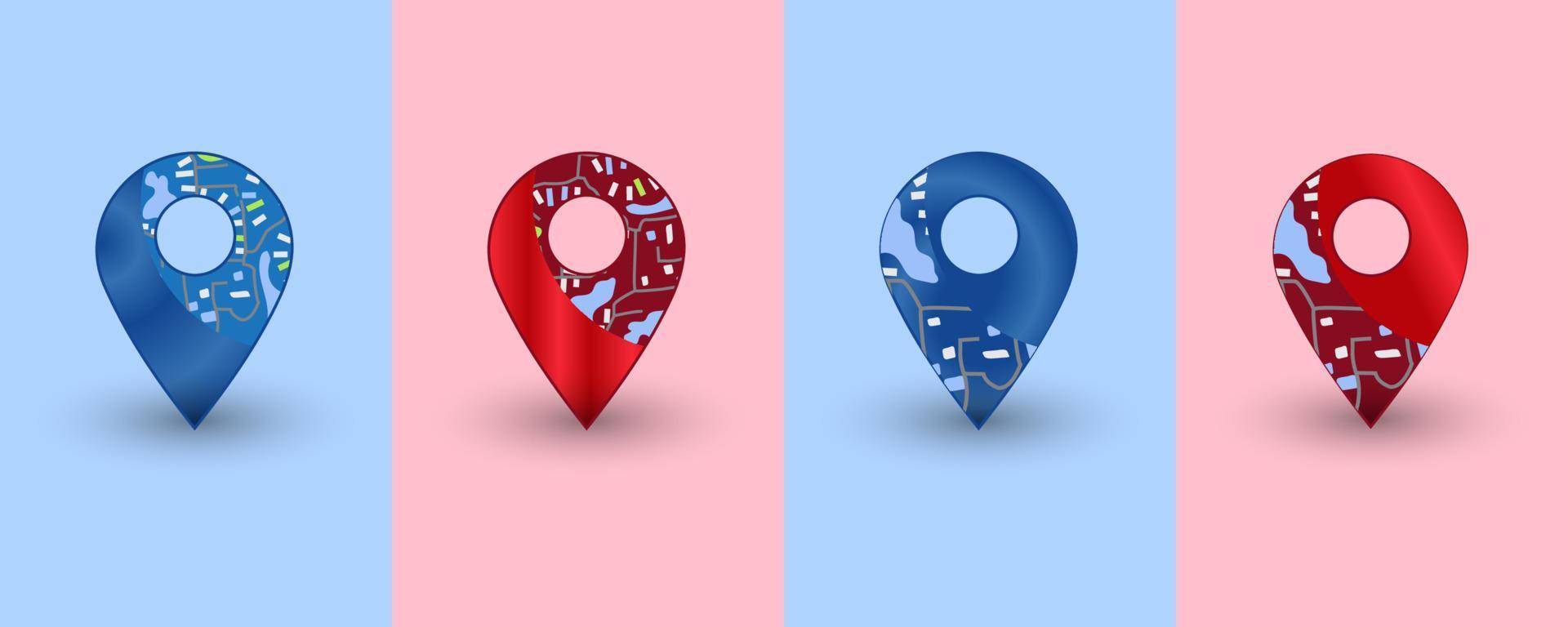 Map Pointer Location pin icon flat vector illustration design Bundle