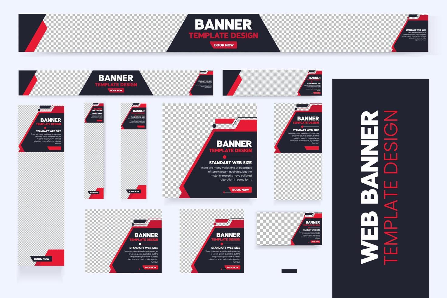 Editable web Banner Templates Design, Set Of Web ads banner Template vector