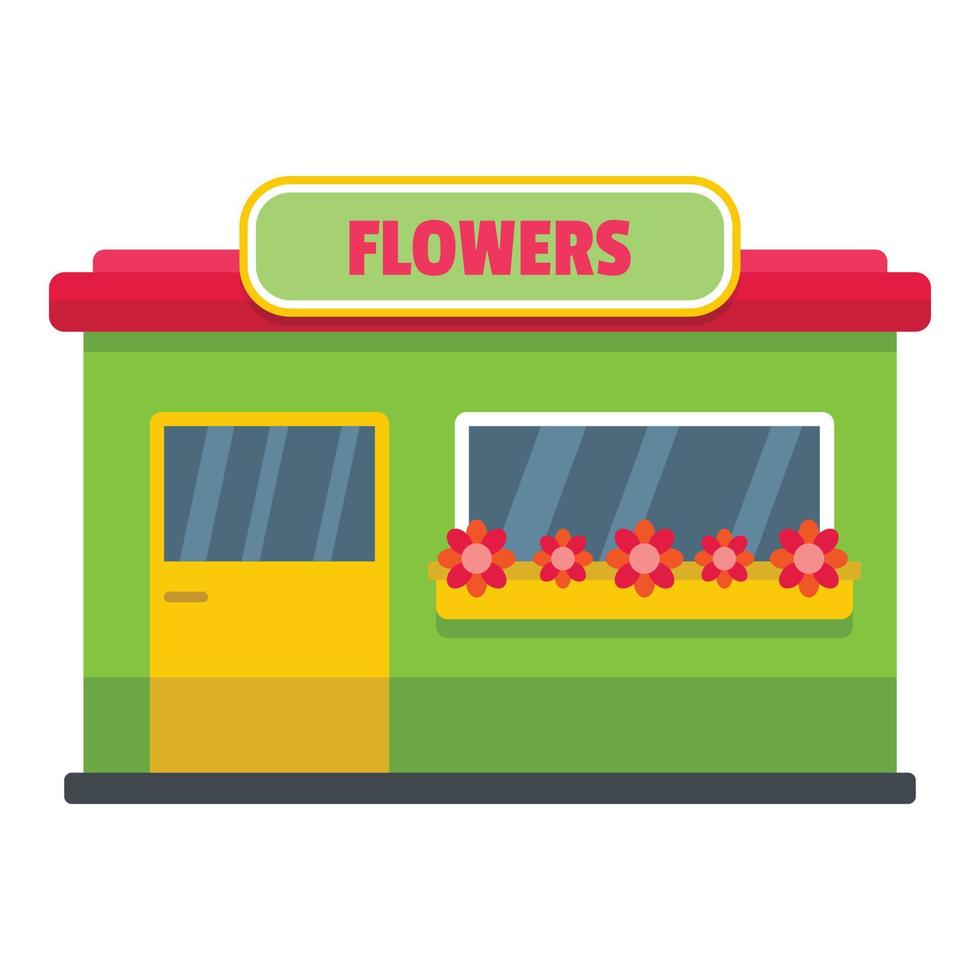 icono de la tienda de flores, estilo plano vector