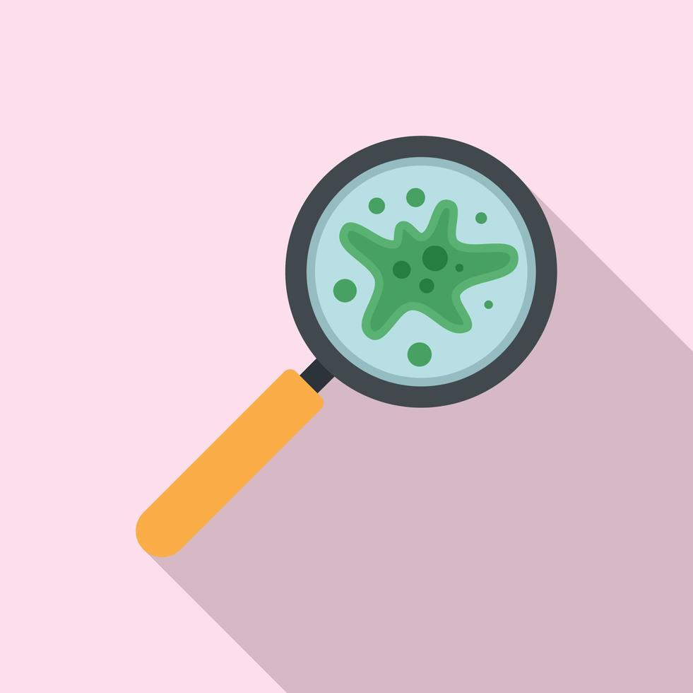 Magnifier bactery icon, flat style vector