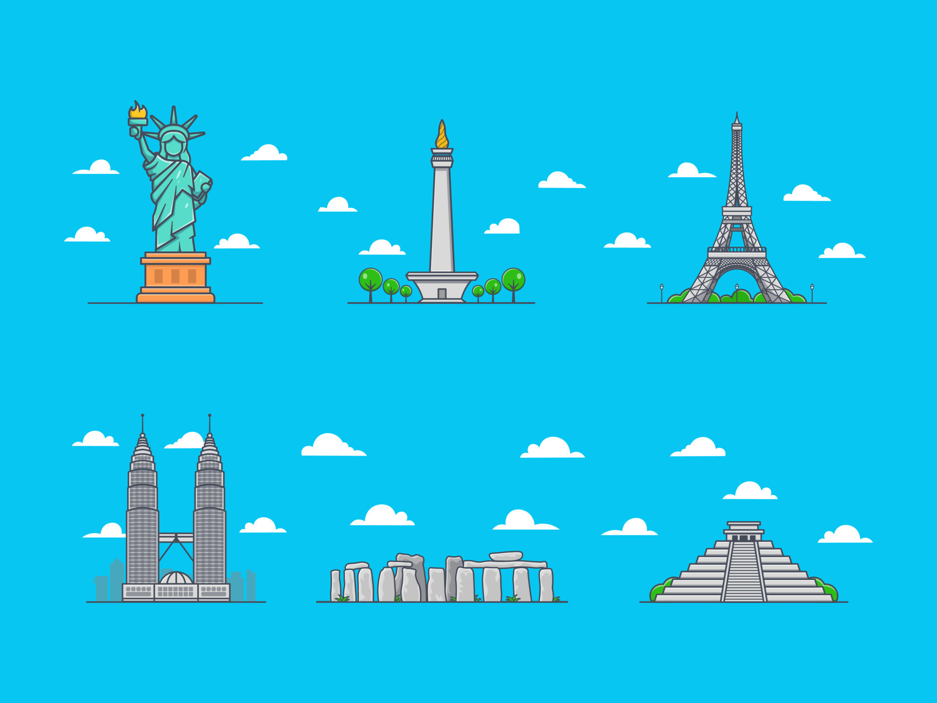 World Landmark cartoon vector set 14524668 Vector Art at Vecteezy