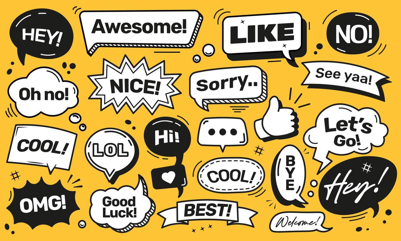 Speech bubble doodle hand drawing vector