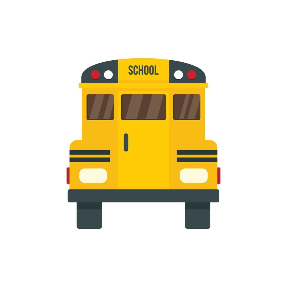 Back of old school bus icon, flat style vector