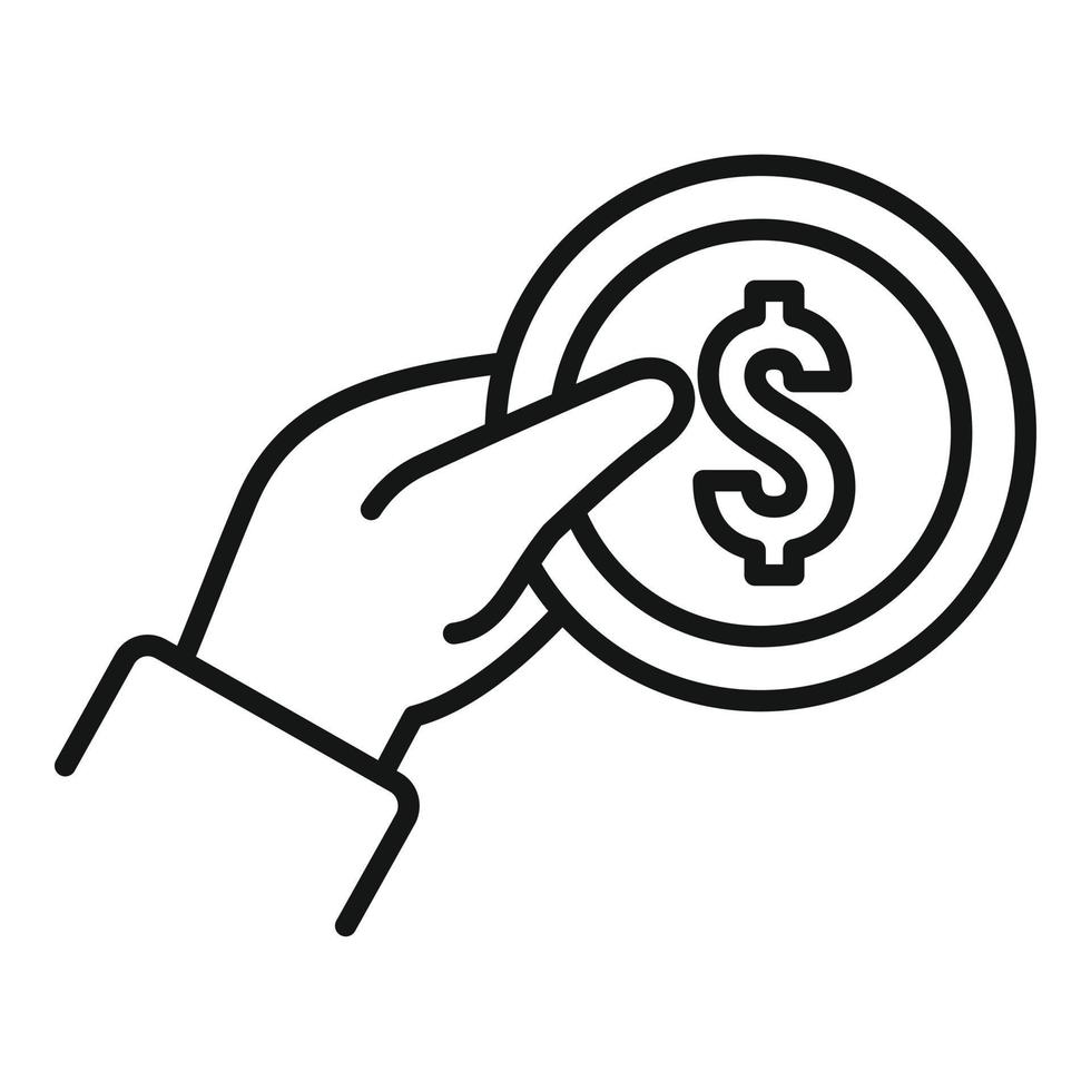 Take coin cash back icon, outline style vector