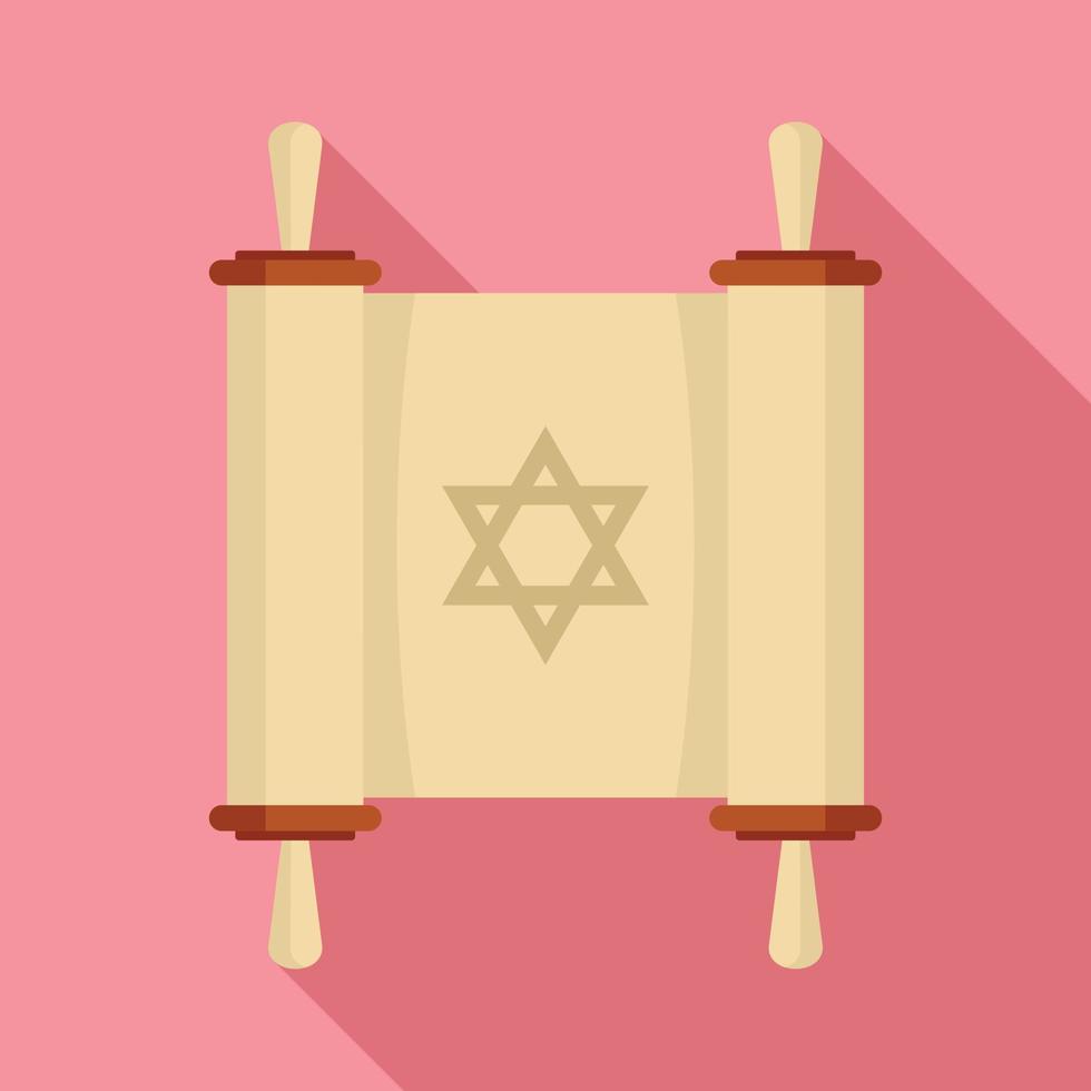 Torah papyrus icon, flat style vector