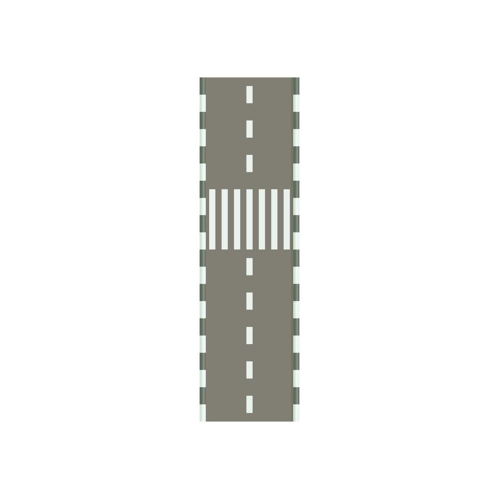 Road with crosswalk icon, cartoon style vector