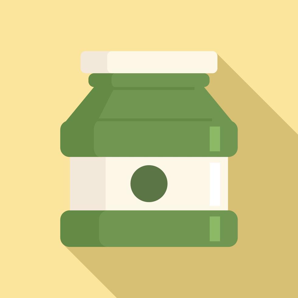 Vegan jam jar icon, flat style vector