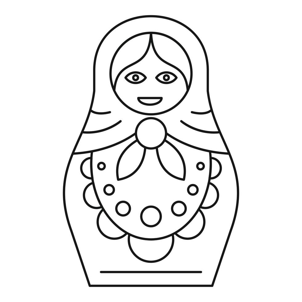 icono de muñeca de anidamiento de cultura, estilo de contorno vector