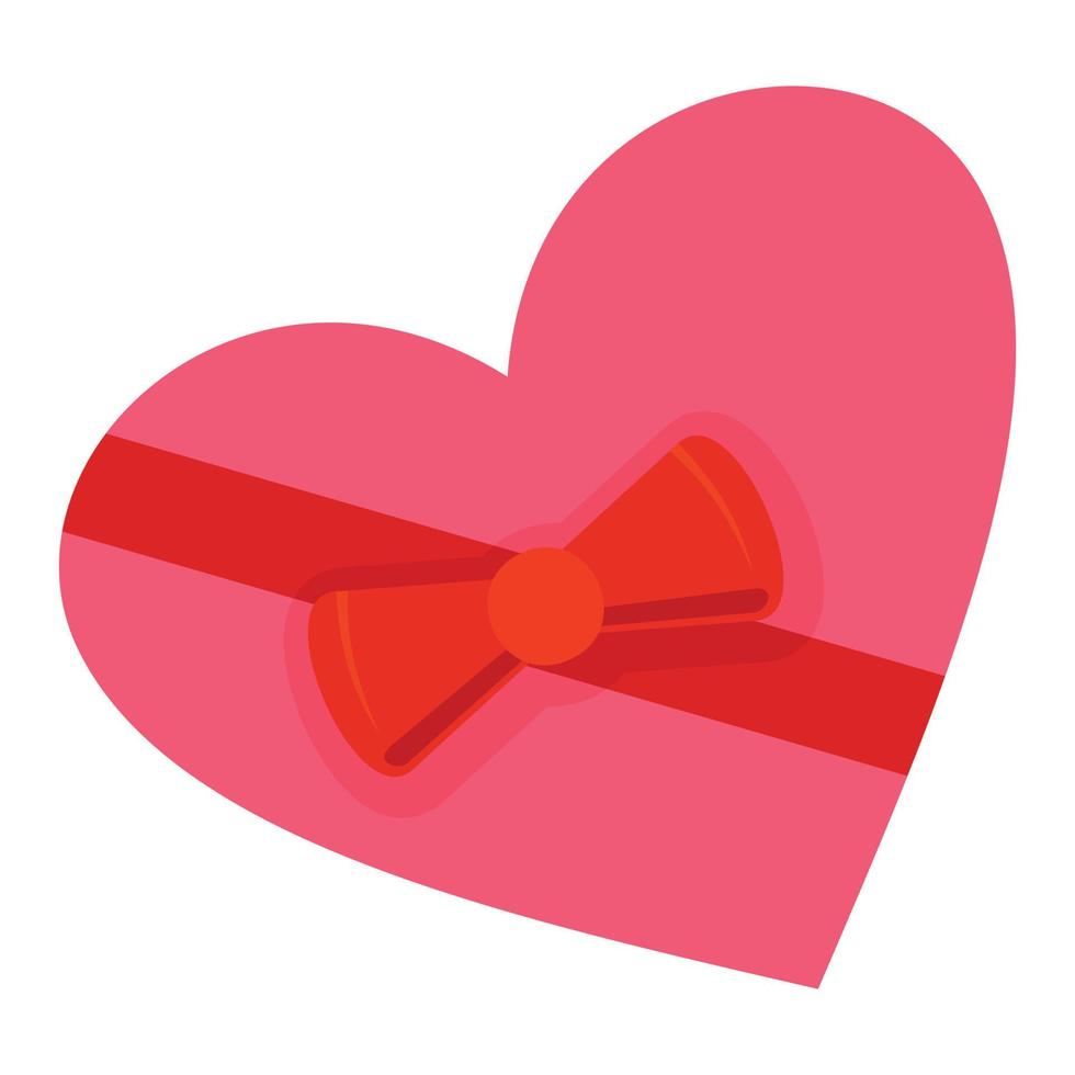 Heart gift box icon, flat style vector