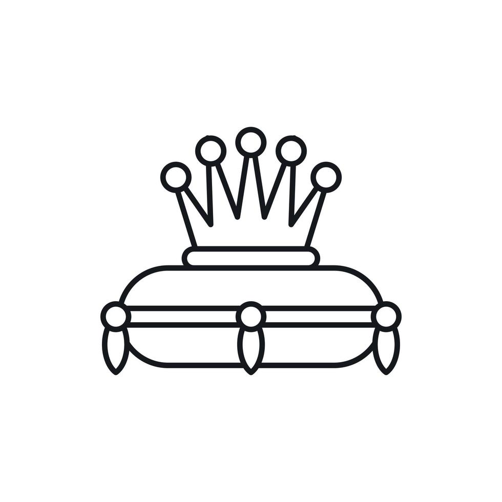 Crown on a pillow icon, outline style vector
