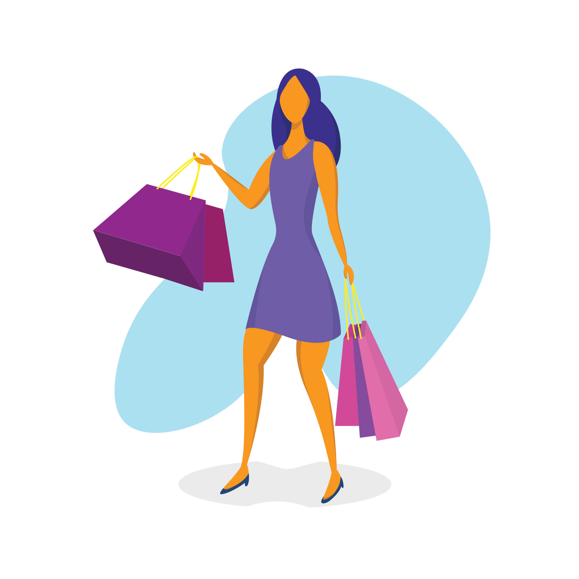 flat design illustration woman with shopping bags 14525109 Vector Art ...