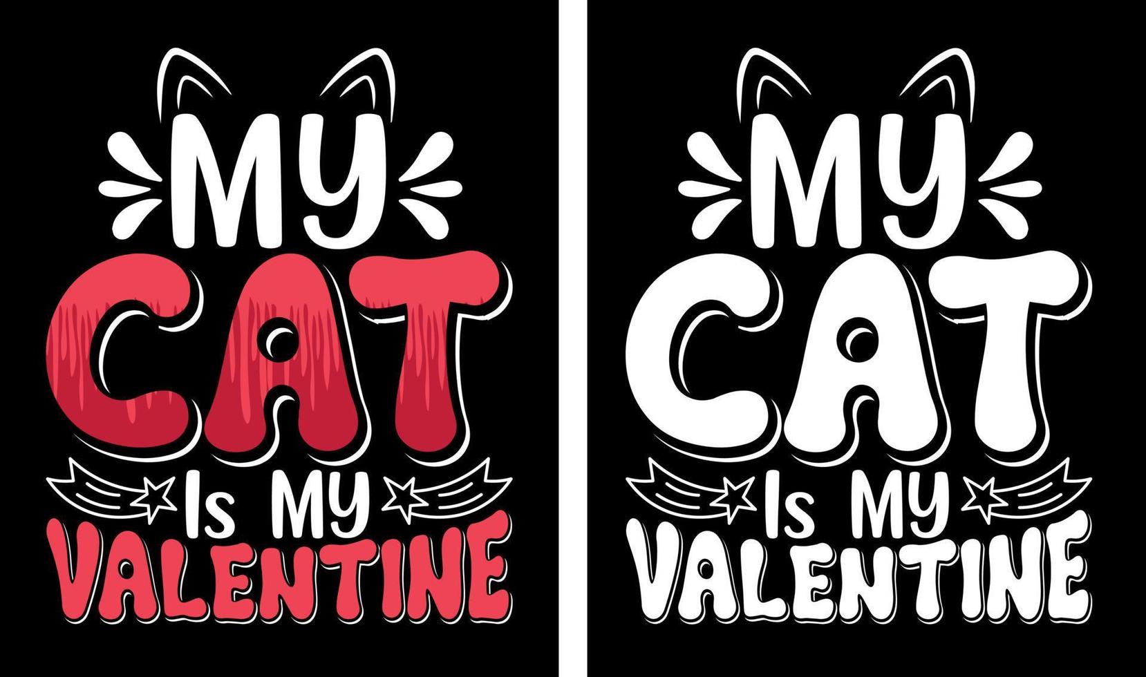 Valentines day cat lover typography t-shirts design vector