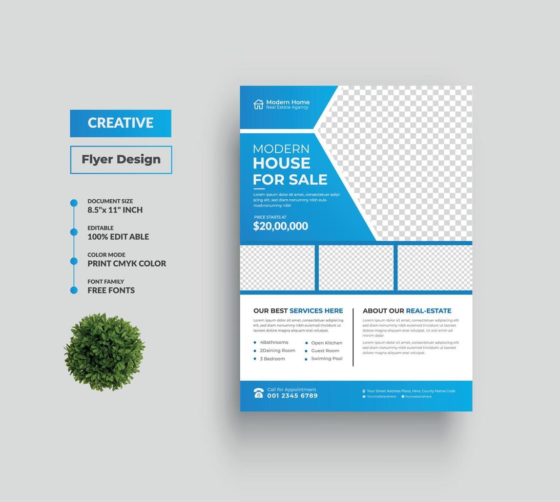 Real Estate Modern Home Sale Flyer Design Template vector