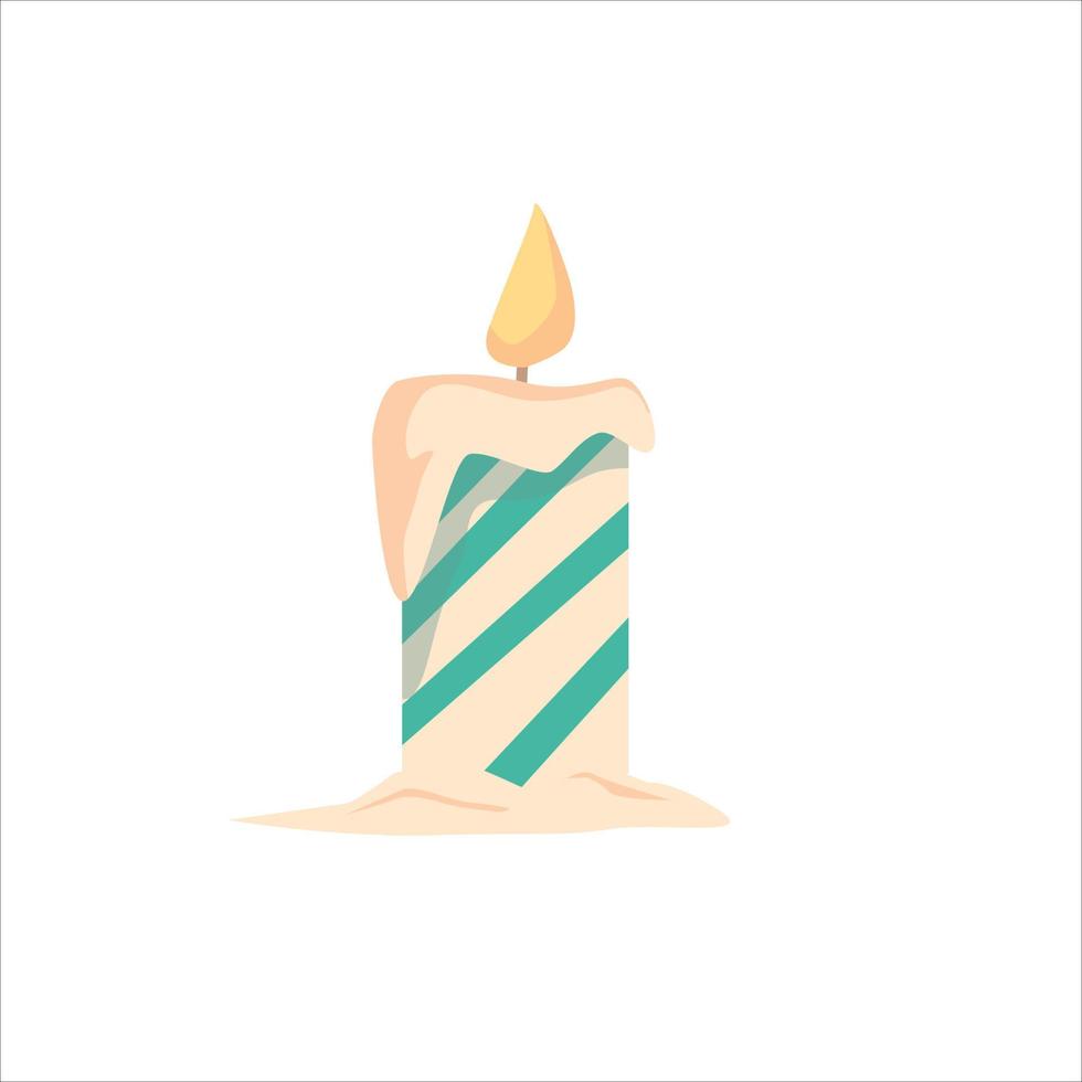 A lighted wax candle. Vector cartoon illustration