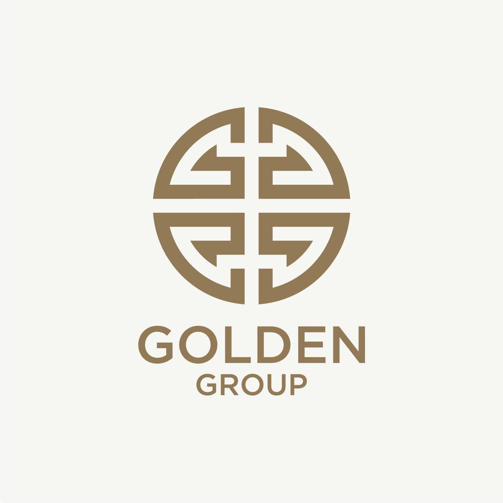 Circular Golden initial G, Monogram GG with asian greek pattern for Global Gold Company vector