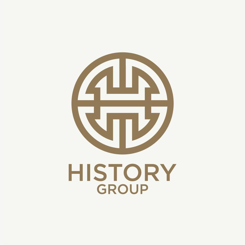 Circular initial H Monogram HH with asian greek pattern for your Company. Pro Vector