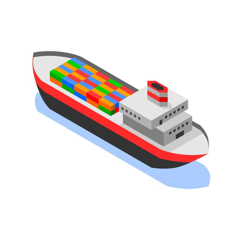 isometric design port and 2 cargo ships. for logistics transportation vector