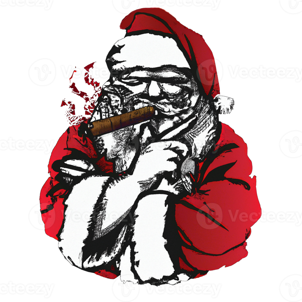 santa fumar cigarro ilustración png