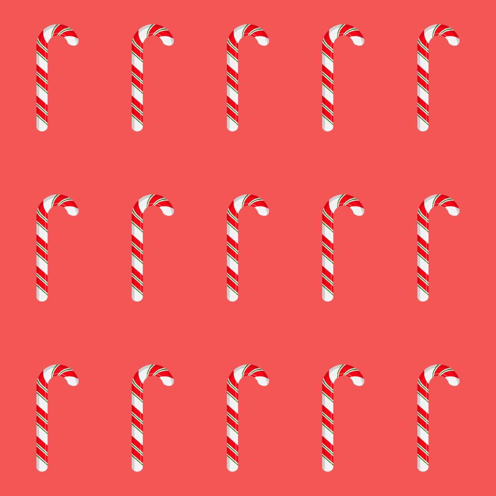 christmas candy canes pattern on red background vector