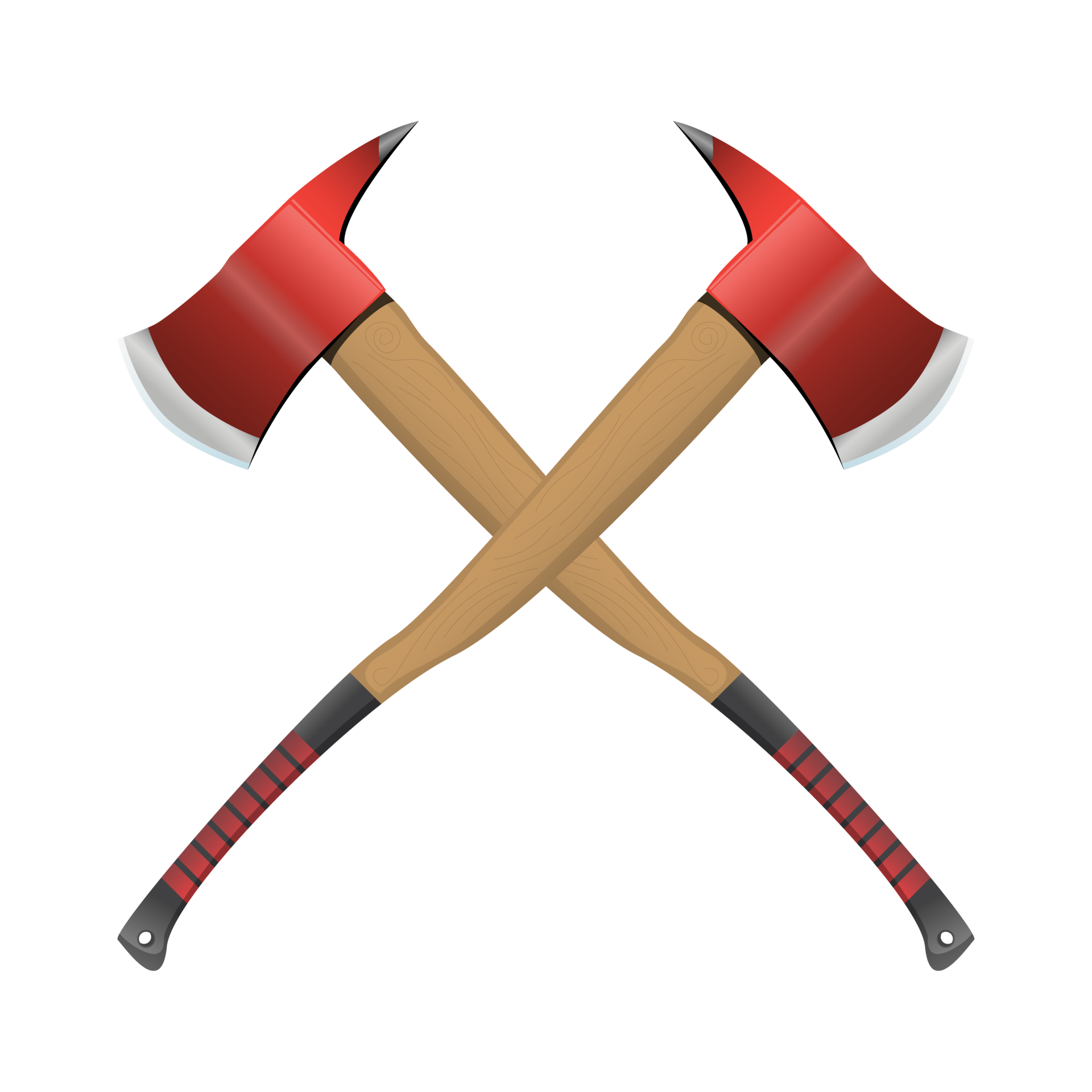 Feuerwehrmann gekreuzte Axt im realistischen Stil. rotes Beil. Red Fire