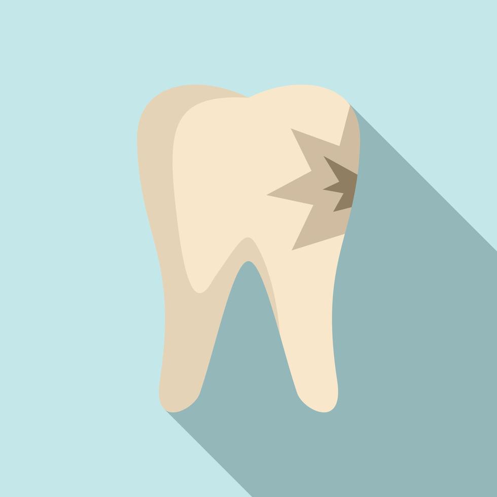 Cracked tooth icon, flat style vector