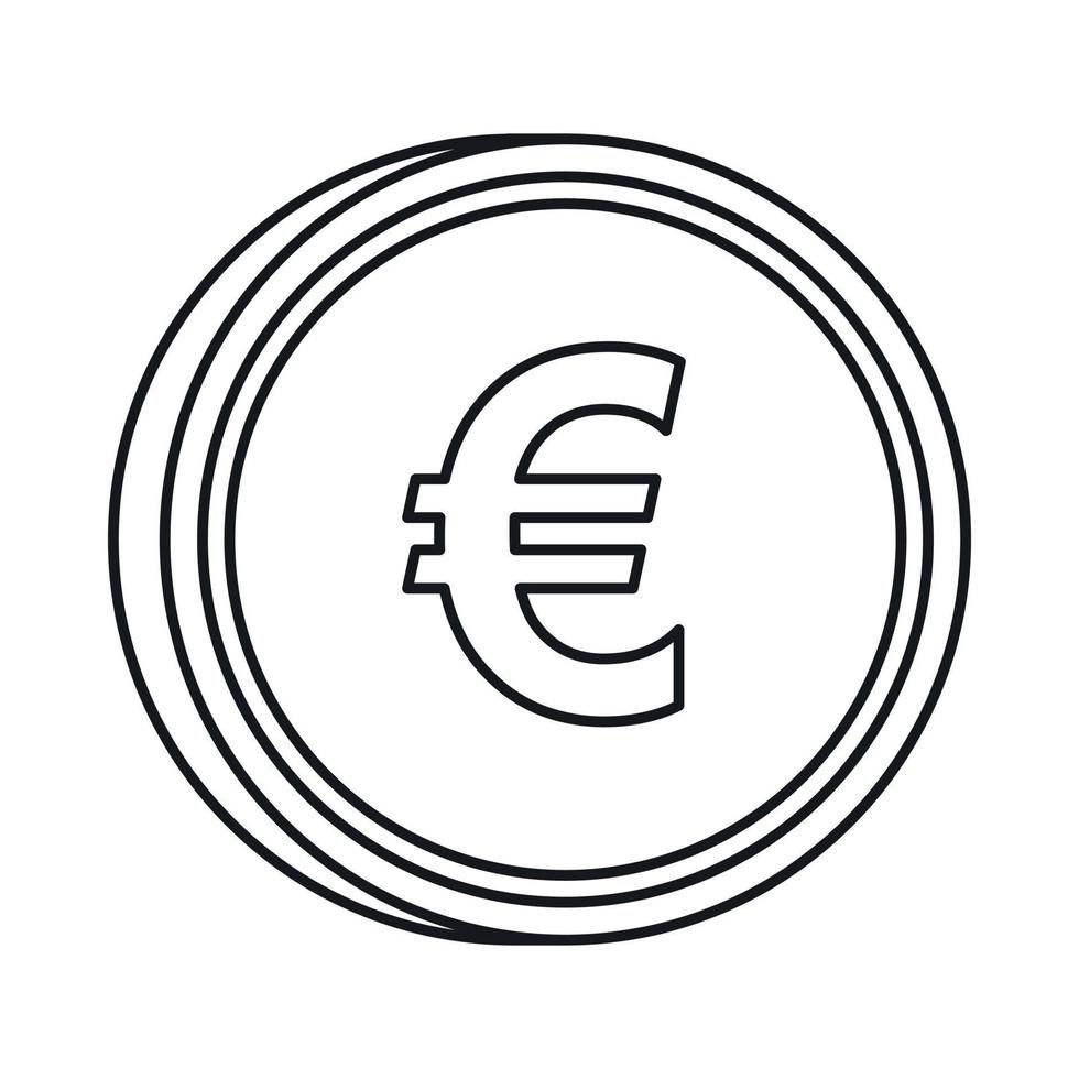 Euro sign icon, outline style vector