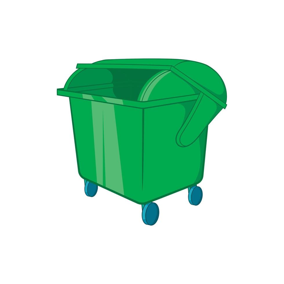 icono de contenedor de basura, estilo de dibujos animados vector