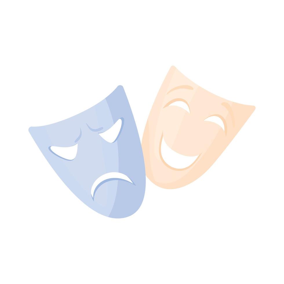 Comedy and tragedy theatrical masks icon vector