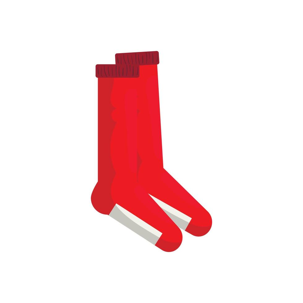 Red soccer gaiter icon, cartoon style vector